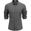 imageCOOFANDY Mens Long Sleeve Button Down Shirts Casual Cotton Linen Shirts Summer Beach Shirt with PocketDark Grey