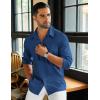 imageCOOFANDY Mens Long Sleeve Button Down Shirts Casual Cotton Linen Shirts Summer Beach Shirt with PocketNavy