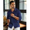 imageCOOFANDY Mens Long Sleeve Button Down Shirts Casual Cotton Linen Shirts Summer Beach Shirt with PocketNavy Blue