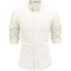 imageCOOFANDY Mens Long Sleeve Button Down Shirts Casual Cotton Linen Shirts Summer Beach Shirt with PocketWhite