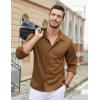 imageCOOFANDY Mens Long Sleeve Button Down Wrinkle Free Shirt Casual Untucked Stretch Dress ShirtsAcorn