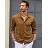 imageCOOFANDY Mens Long Sleeve Button Down Wrinkle Free Shirt Casual Untucked Stretch Dress ShirtsAcorn