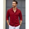 imageCOOFANDY Mens Long Sleeve Button Down Wrinkle Free Shirt Casual Untucked Stretch Dress ShirtsRed Dahlia