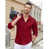 imageCOOFANDY Mens Long Sleeve Button Down Wrinkle Free Shirt Casual Untucked Stretch Dress ShirtsRed Dahlia