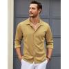 imageCOOFANDY Mens Long Sleeve Button Down Wrinkle Free Shirt Casual Untucked Stretch Dress ShirtsSesame
