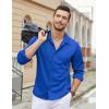 imageCOOFANDY Mens Long Sleeve Button Down Wrinkle Free Shirt Casual Untucked Stretch Dress ShirtsSnorkel Blue