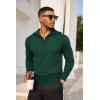 imageCOOFANDY Mens Quarter Zip Pullover Quilted Pullover Casual Knit Long Sleeve Mock Neck Sweater PoloDark Green