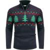 imageCOOFANDY Mens Quarter Zip Pullover Sweater Casual Zip Up Polo Sweater KnitBlack and Green Christmas Tree