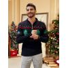 imageCOOFANDY Mens Quarter Zip Pullover Sweater Casual Zip Up Polo Sweater KnitBlack and Green Christmas Tree