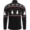 imageCOOFANDY Mens Quarter Zip Pullover Sweater Casual Zip Up Polo Sweater KnitBlack and White Snowflakes Christmas Tree