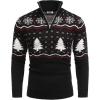imageCOOFANDY Mens Quarter Zip Pullover Sweater Casual Zip Up Polo Sweater KnitBlack and White Snowflakes Christmas Tree