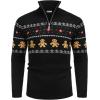 imageCOOFANDY Mens Quarter Zip Pullover Sweater Casual Zip Up Polo Sweater KnitBlack and Yellow Snowman