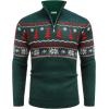 imageCOOFANDY Mens Quarter Zip Pullover Sweater Casual Zip Up Polo Sweater KnitDark Green and Christmas Tree