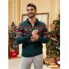 imageCOOFANDY Mens Quarter Zip Pullover Sweater Casual Zip Up Polo Sweater KnitDark Green and Christmas Tree