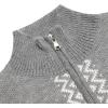 imageCOOFANDY Mens Quarter Zip Pullover Sweater Casual Zip Up Polo Sweater KnitLight Grey and White Snowflake