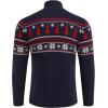 imageCOOFANDY Mens Quarter Zip Pullover Sweater Casual Zip Up Polo Sweater KnitNavy Blue and Christmas Tree