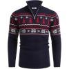 imageCOOFANDY Mens Quarter Zip Pullover Sweater Casual Zip Up Polo Sweater KnitNavy Blue and Christmas Tree