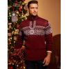 imageCOOFANDY Mens Quarter Zip Pullover Sweater Casual Zip Up Polo Sweater KnitPat12 Dark Red