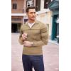 imageCOOFANDY Mens Quarter Zip Pullover Sweater Casual Zip Up Polo Sweater KnitPat13 Khaki