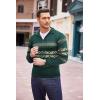 imageCOOFANDY Mens Quarter Zip Pullover Sweater Casual Zip Up Polo Sweater KnitPat14 Green