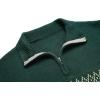 imageCOOFANDY Mens Quarter Zip Pullover Sweater Casual Zip Up Polo Sweater KnitPat14 Green