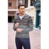 imageCOOFANDY Mens Quarter Zip Pullover Sweater Casual Zip Up Polo Sweater KnitPat4 Grey