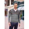 imageCOOFANDY Mens Quarter Zip Pullover Sweater Casual Zip Up Polo Sweater KnitPat4 Grey