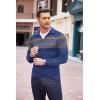 imageCOOFANDY Mens Quarter Zip Pullover Sweater Casual Zip Up Polo Sweater KnitPat9 Royal Blue