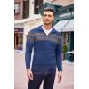 imageCOOFANDY Mens Quarter Zip Pullover Sweater Casual Zip Up Polo Sweater KnitPat9 Royal Blue