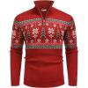 imageCOOFANDY Mens Quarter Zip Pullover Sweater Casual Zip Up Polo Sweater KnitRed and Christmas Tree
