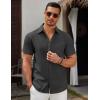 imageCOOFANDY Mens Short Sleeve Button Down Casual Shirts for Men Summer Untucked ShirtsBlack