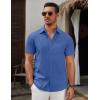 imageCOOFANDY Mens Short Sleeve Button Down Casual Shirts for Men Summer Untucked ShirtsDark Blue