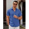 imageCOOFANDY Mens Short Sleeve Button Down Casual Shirts for Men Summer Untucked ShirtsDark Blue