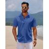 imageCOOFANDY Mens Short Sleeve Button Down Casual Shirts for Men Summer Untucked ShirtsDark Blue