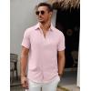 imageCOOFANDY Mens Short Sleeve Button Down Casual Shirts for Men Summer Untucked ShirtsIcy Pink