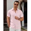 imageCOOFANDY Mens Short Sleeve Button Down Casual Shirts for Men Summer Untucked ShirtsIcy Pink