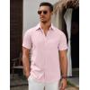 imageCOOFANDY Mens Short Sleeve Button Down Casual Shirts for Men Summer Untucked ShirtsIcy Pink