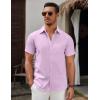 imageCOOFANDY Mens Short Sleeve Button Down Casual Shirts for Men Summer Untucked ShirtsLavender Frost