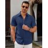 imageCOOFANDY Mens Short Sleeve Button Down Casual Shirts for Men Summer Untucked ShirtsMedieval Blue