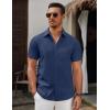 imageCOOFANDY Mens Short Sleeve Button Down Casual Shirts for Men Summer Untucked ShirtsMedieval Blue