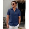 imageCOOFANDY Mens Short Sleeve Button Down Casual Shirts for Men Summer Untucked ShirtsMedieval Blue
