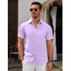 imageCOOFANDY Mens Short Sleeve Button Down Casual Shirts for Men Summer Untucked ShirtsPurple Rose