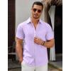 imageCOOFANDY Mens Short Sleeve Button Down Casual Shirts for Men Summer Untucked ShirtsPurple Rose