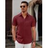 imageCOOFANDY Mens Short Sleeve Button Down Casual Shirts for Men Summer Untucked ShirtsScarlet Sage