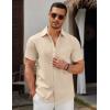 imageCOOFANDY Mens Short Sleeve Button Down Casual Shirts for Men Summer Untucked ShirtsShortbread
