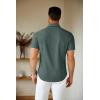 imageCOOFANDY Mens Short Sleeve Dress Shirts Casual Button Down Wrinkle Free Regular Fit Business Untucked ShirtsEvergreen