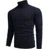 imageCOOFANDY Mens Slim Fit Turtleneck Sweater Casual Twisted Knitted Pullover SweatersBlack and Navy Blue