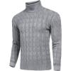 imageCOOFANDY Mens Slim Fit Turtleneck Sweater Casual Twisted Knitted Pullover SweatersGrey