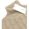 imageCOOFANDY Mens Slim Fit Turtleneck Sweater Casual Twisted Knitted Pullover SweatersLight Khaki