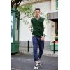 imageCOOFANDY Mens Varsity Jacket Casual Leather Sleeve Baseball Letterman Bomber Jacket CoatDark Green